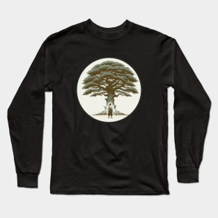 Ancient Guardian - Samurai Under the Wisdom Tree Design Long Sleeve T-Shirt